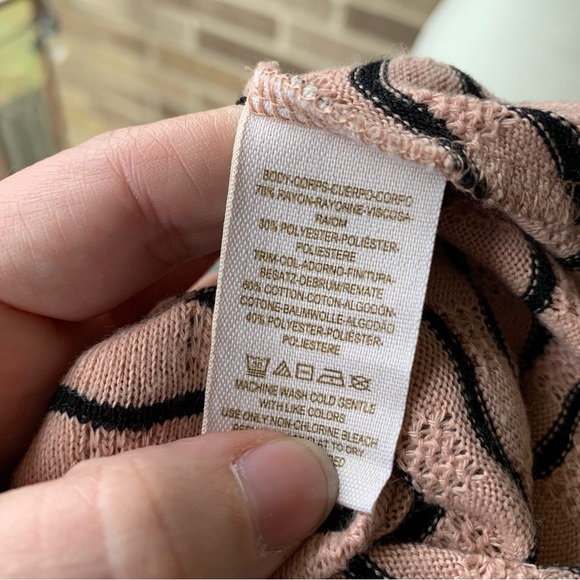 Free People Peplum Sweater Pink Black Stripes Size XS - Picture 13 of 13